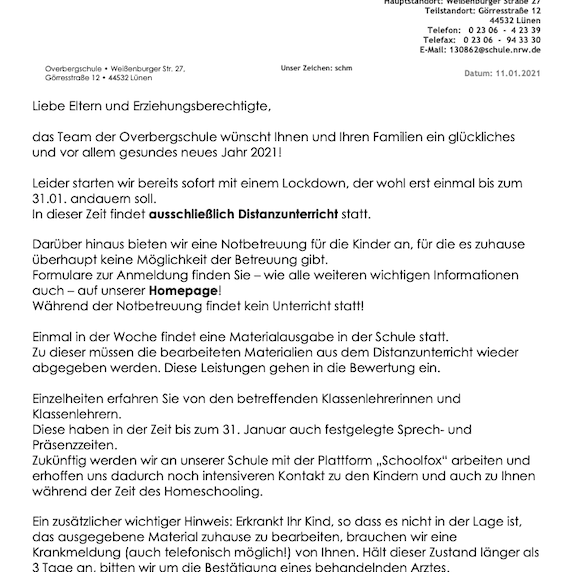 Elternbriefe Overbergschule Lunen